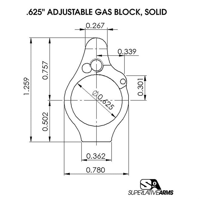 AR-15 Solid Adjustable Gas Block (UPC 850011846407)