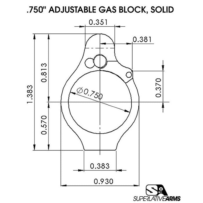 AR-15 Solid Adjustable Gas Block (UPC 850011846445)
