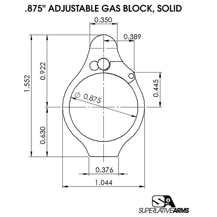 AR-15 Solid Adjustable Gas Block (UPC 850011846476)