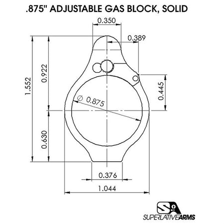 AR-15 Solid Adjustable Gas Block (UPC 850011846483)