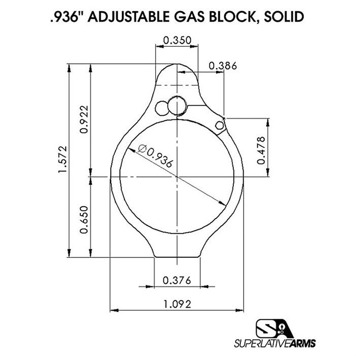 AR-15 Solid Adjustable Gas Block (UPC 850011846520)