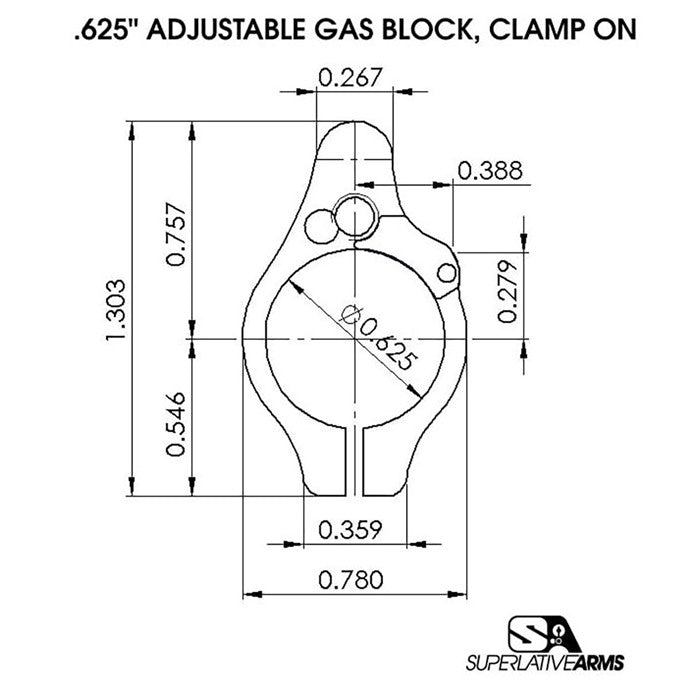 AR-15 Clamp-On Adjustable Gas Block (UPC 850011846377)