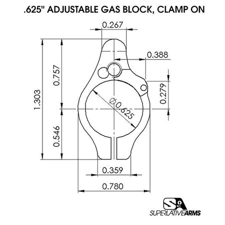 AR-15 Clamp-On Adjustable Gas Block (UPC 850011846384)