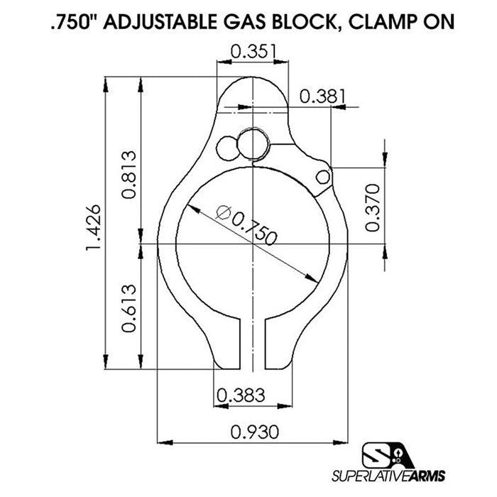 AR-15 Clamp-On Adjustable Gas Block (UPC 850011846421)