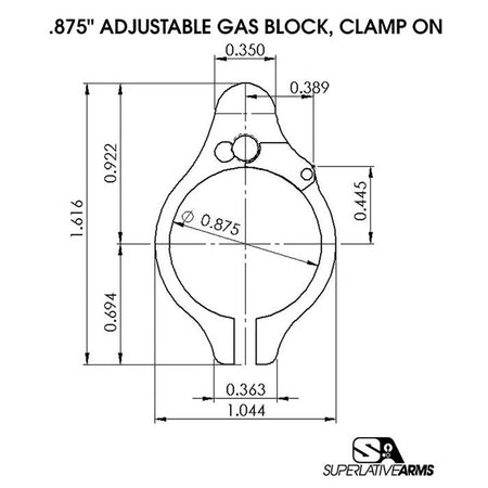AR-15 Clamp-On Adjustable Gas Block (UPC 850011846452)