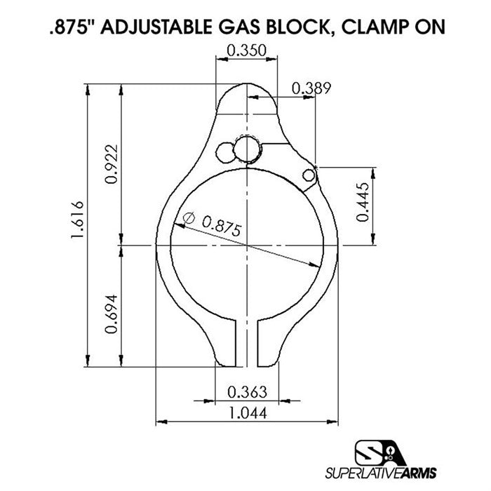 AR-15 Clamp-On Adjustable Gas Block (UPC 850011846469)