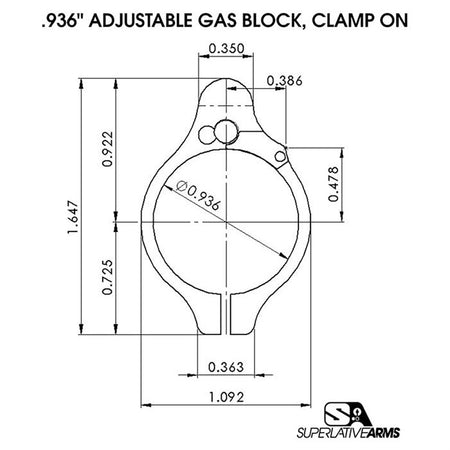 AR-15 Clamp-On Adjustable Gas Block (UPC 850011846490)