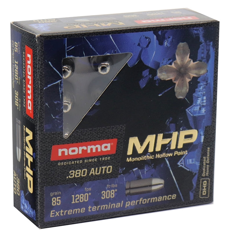 Norma Defense .380 Auto 85 Grain Monolithic Hollow Point (MHP)