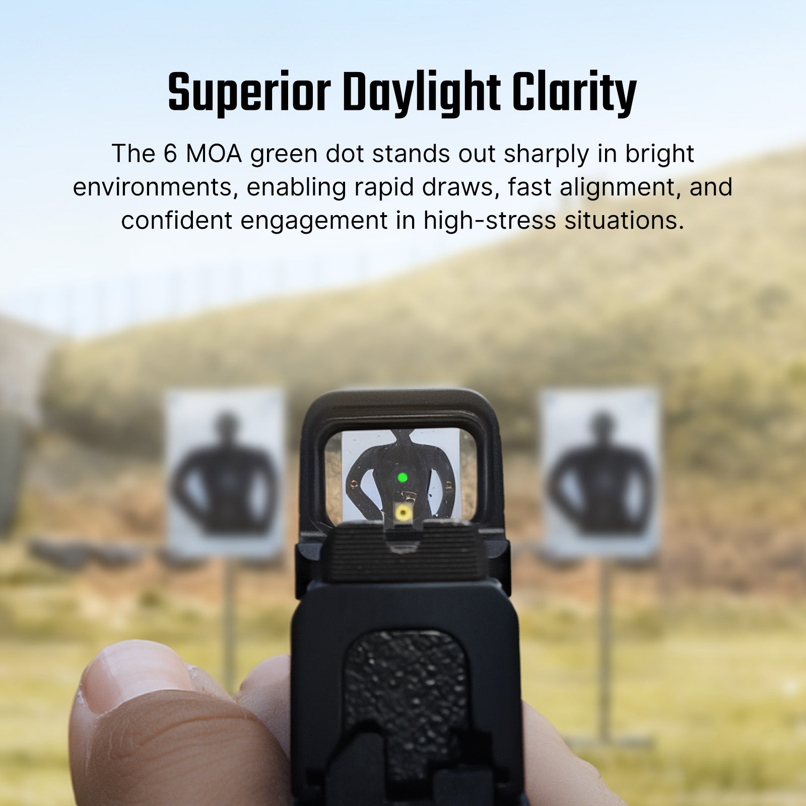 Osight SE Green Dot 6 MOA Enclosed Emitter Optic with RMSc Footprint and Side-Loading Battery