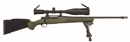 Mossberg 27924 Patriot Night Train 308 Win Caliber with 5+1 Capacity, 22" Threaded/Fluted Barrel, Matte Blued Metal Finish & OD Green Synthetic Stock Right Hand (Full Size) Includes 6-24x50mm Scope