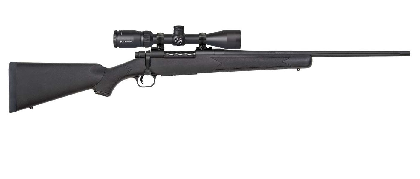 Mossberg 28053 Patriot 7mm-08 Rem Caliber with 5+1 Capacity, 22" Fluted Barrel, Matte Blued Metal Finish & Black Synthetic Stock Right Hand (Full Size) Includes Vortex Crossfire II 3-9x40mm Scope