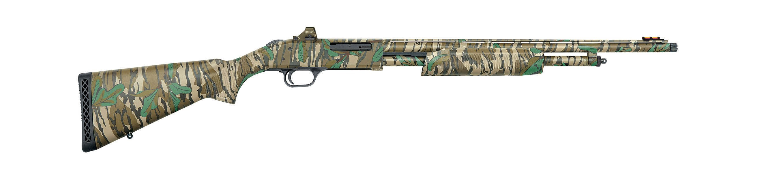 Mossberg 50133 500 Turkey Full Size 410 Gauge Pump 3" 5+1 20" Mossy Oak Greenleaf Vent Rib Barrel & Optics Cut Steel Receiver, Mossy Oak Greenleaf Synthetic Stock, Holosun 407K Red Dot