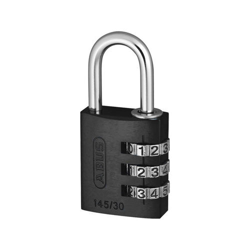 ABUS 145/30C Aluminum 3-Dial Combination Padlock in Black