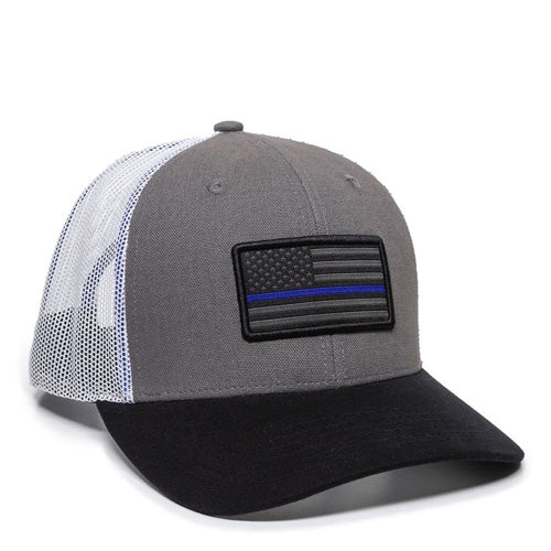 Blue Line Police Hat Size A Structured Mesh Back Cap