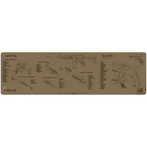 AR-15 and Glock Combo Schematic Cleaning Mat - Coyote Tan XXL