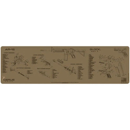 AR-15 and Glock Combo Schematic Cleaning Mat - Coyote Tan XXL