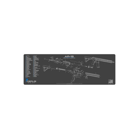 AR-15 Free Float Handguard Schematic Rifle Cleaning Mat - Charcoal Gray