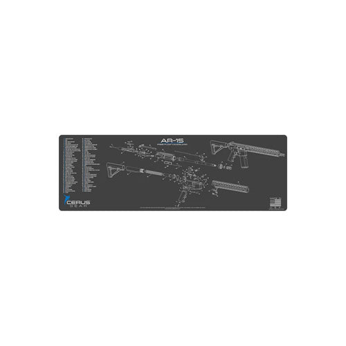 AR-15 Free Float Handguard Schematic Rifle Cleaning Mat - Charcoal Gray