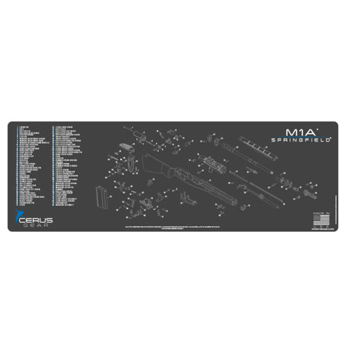 Springfield M1A Schematic Rifle Cleaning Mat - Charcoal Gray