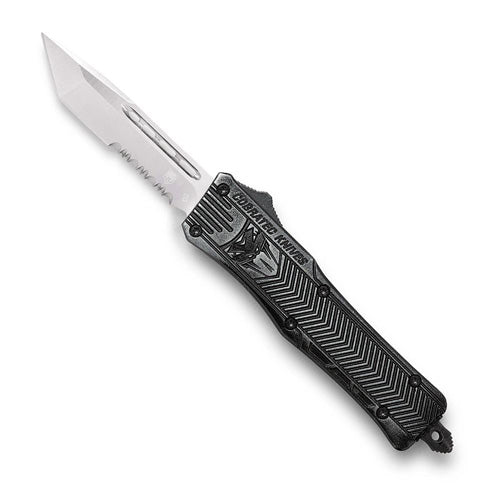 CobraTec CTK-1 Small Stonewash Tanto Serrated OTF Knife