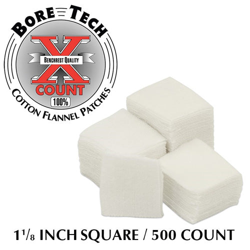 Bore Tech X-Count 1-1/8" Square Cotton Flannel Cleaning Patches 500/Bag