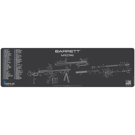 Barrett M107A1 Schematic Magnum Gun Cleaning Mat Charcoal Gray 14x48