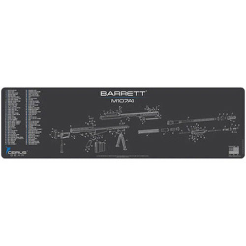 Barrett M107A1 Schematic Magnum Gun Cleaning Mat Charcoal Gray 14x48