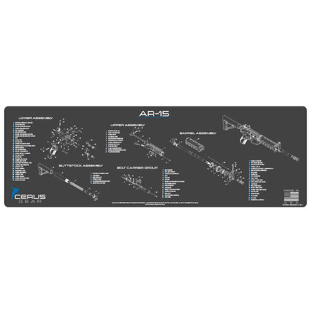 AR-15 Schematic Rifle Cleaning Mat - Charcoal Gray
