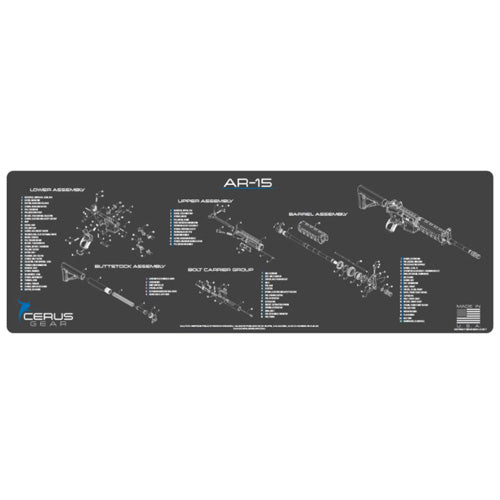 AR-15 Schematic Rifle Cleaning Mat - Charcoal Gray