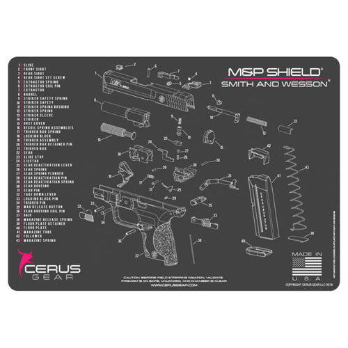 M&P Shield Schematic Gun Cleaning ProMat - Charcoal Gray/Pink