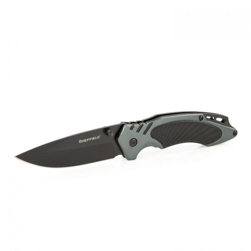 Sheffield Alloy Ager 3.5in Drop Point Assisted Opening Folding Knife Black