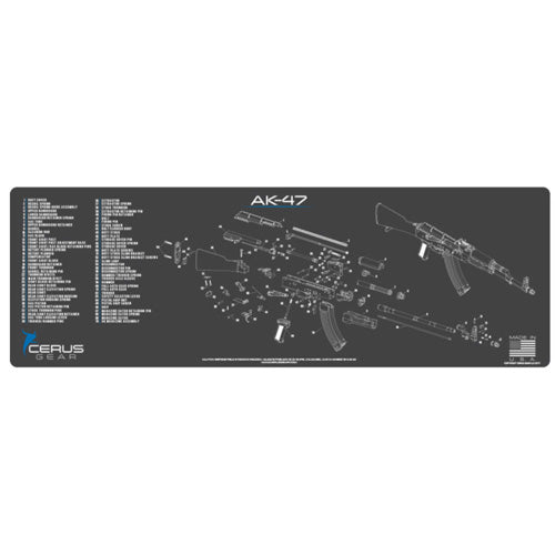 AK-47 Schematic Rifle Cleaning Mat - Charcoal Gray