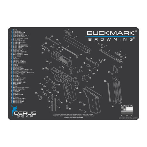 Browning Buck Mark Schematic Gun Cleaning ProMat - Charcoal Gray