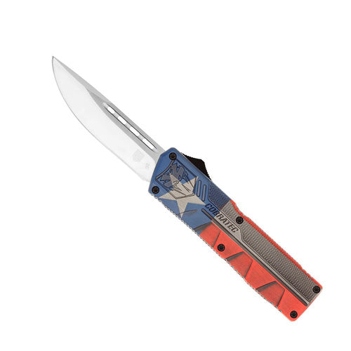 CobraTec Lightweight Texas Flag OTF Drop Point Non-Serrated Knife
