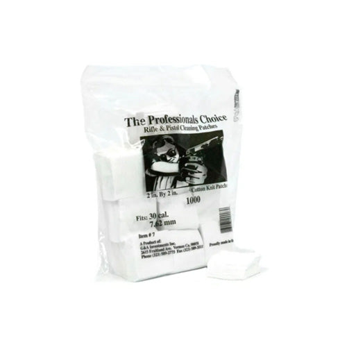 Cotton Knit 2x2" Square Cleaning Patches .30 Cal/7.62mm, 1000-Count Bag