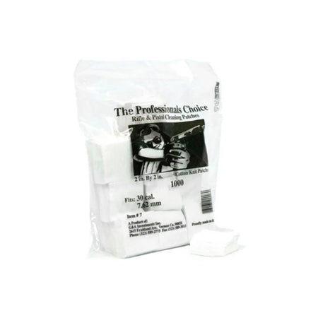 Cotton Knit 2x2" Square Cleaning Patches .30 Cal/7.62mm, 1000-Count Bag