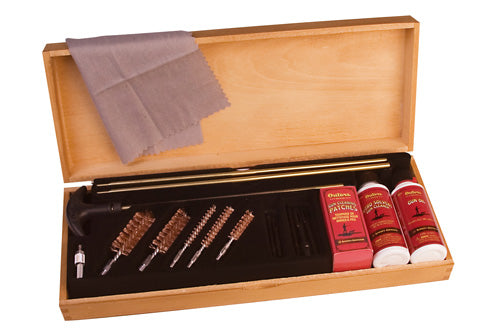 Universal Rifle Pistol Shotgun Cleaning Kit with Wooden Storage Case