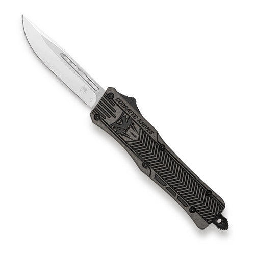 CobraTec CTK-1 Medium Tungsten Graphite Black Drop Point Non-Serrated OTF Knife