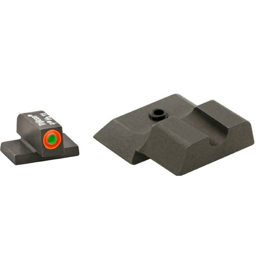 Ameriglo Hackathorn Night Sight Set S&W Shield Green Tritium Orange Front Black Serrated Rear
