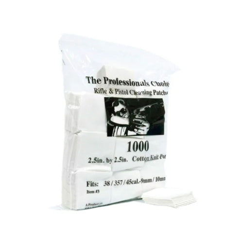 Cotton Knit 2.5x2.5" Square Cleaning Patches .38/.357/9mm/10mm, 1000-Count Bag