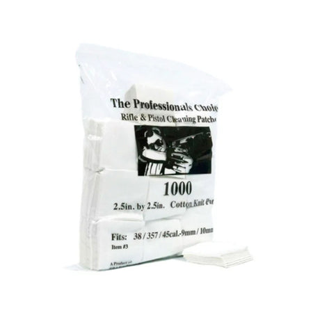 Cotton Knit 2.5x2.5" Square Cleaning Patches .38/.357/9mm/10mm, 1000-Count Bag