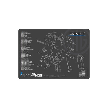 Sig Sauer P220 Schematic Handgun Cleaning Mat 12x17 Gray