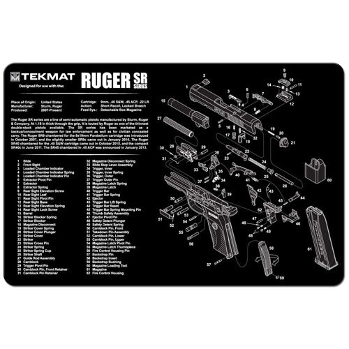 TekMat Ruger SR9 SR40 Gun Cleaning Mat 11x17 Inch