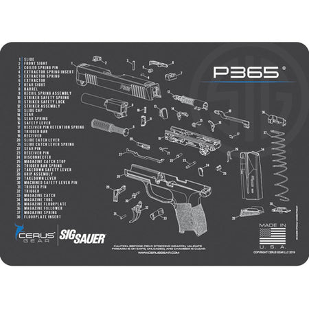 SIG Sauer P365 Licensed Schematic Gun Cleaning Mat - Gray