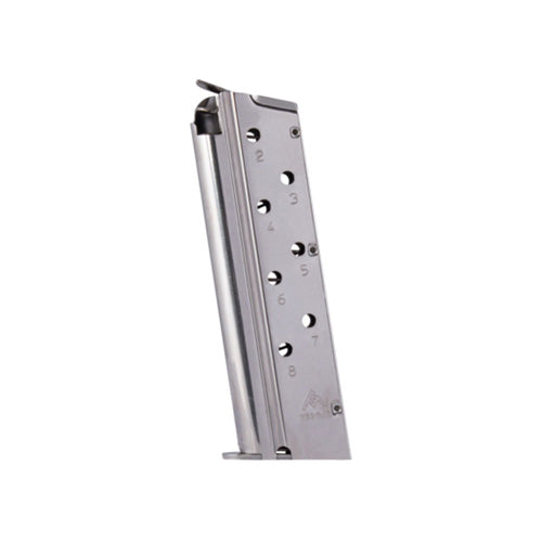 Mec-Gar .40 S&W 8-Round Magazine for 1911 Full Size Pistols, Nickel Finish, Steel MGCGOV40N