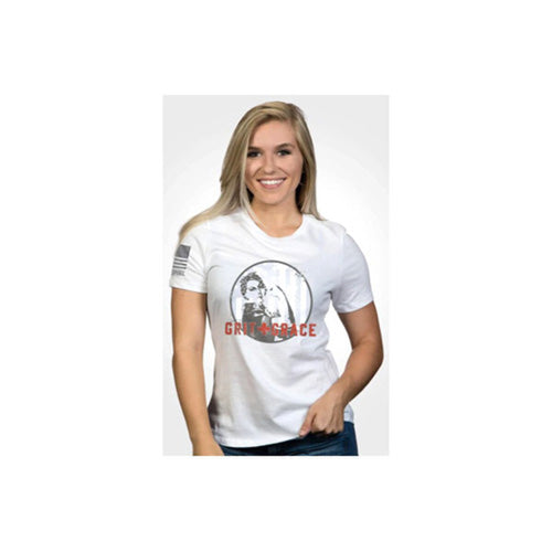 Women's Relaxed Fit Grit and Grace T-Shirt White 2XL