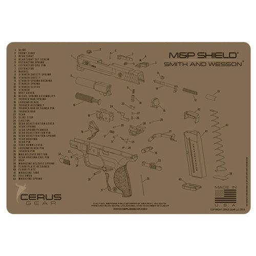 M&P Shield Schematic Gun Cleaning ProMat - Coyote Tan