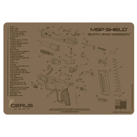M&P Shield Schematic Gun Cleaning ProMat - Coyote Tan