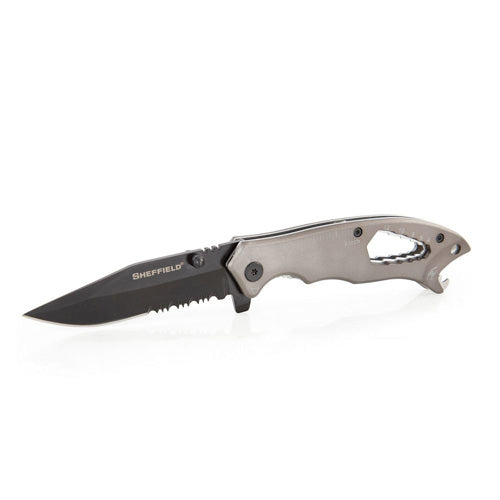 Sheffield Alloy Mechan 9-in-1 3in Drop Point Folding Knife with Multi-Tool