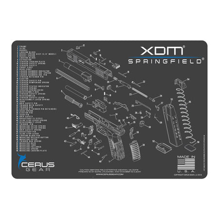 Springfield XDM Schematic ProMat Charcoal Gray 12x17 Inch